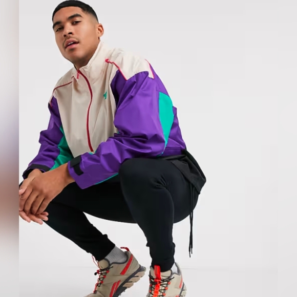 Reebok CL F Trail Jacket Size Small Colorblock Oversized Fit Anorak Regal Purple - Picture 3 of 16